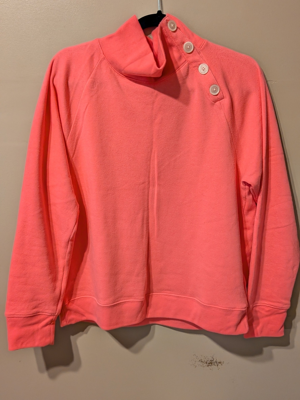 J. Crew Coral Pink Button-Shoulder Pullover